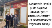KDZ EREĞLİ ŞUBESİ ADINA MEHMET ALİ DEMİRDÜYEN’DEN TEŞEKKÜR  MESAJI