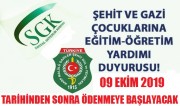 2019-2020 DÖNEMİ ŞEHİT GAZİ ÇOCUKLARI EĞİTİM YARDIMI ÖDEME TARİHİ BELLİ OLDU…