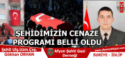 ŞEHİDİMİZİN CENAZE PROGRAMI BELLİ OLDU 04.02.2020