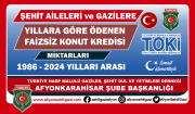 ŞEHİT AİLELERİ ve GAZİLERE YILLARA GÖRE ÖDENEN FAİZSİZ KONUT  MİKTARLARI