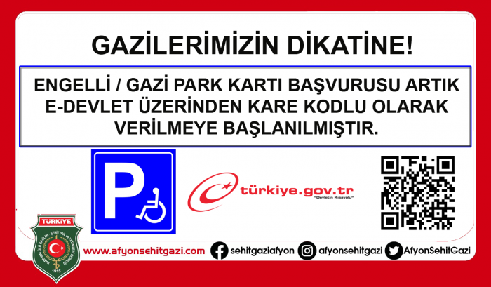 ARTIK ENGELLİ / GAZİ PARK KARTI BAŞVURUSU E-DEVLETTE